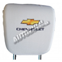 Husă pentru spătarul capului - albă Chevrolet 2 buc