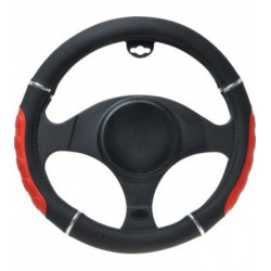Husă volan 37-39cm negru/roșu