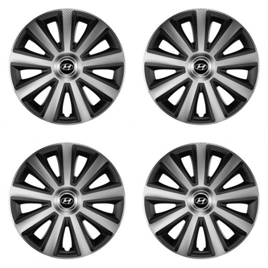 Capace de roată pentru Hyundai 14 Aviator carbon argintiu&negru
