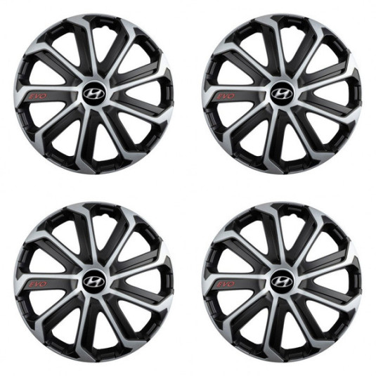 Capace de roată pentru Hyundai 16 Evo negru&argintiu