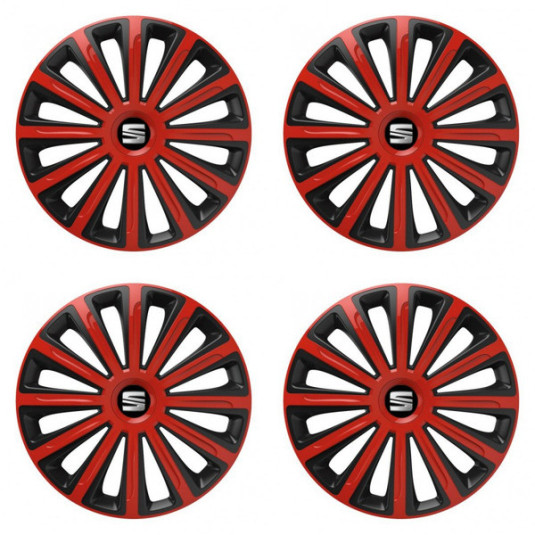 Ornamente roți pentru Seat 15 TREND roșu și negru