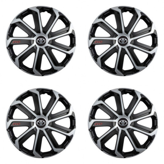 Capace de roată pentru Toyota 16 Evo negru&argintiu