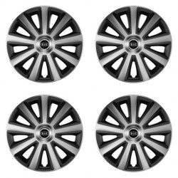 Capace de roata pentru Kia (logo mai vechi) 15 Aviator carbon argintiu&negru