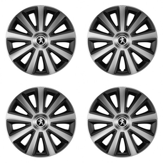 Capace pentru Peugeot (logo vechi) 14 Aviator carbon silver&black