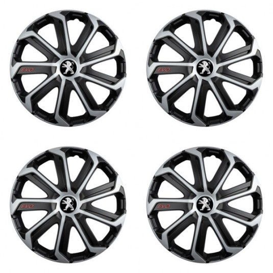Capacele pentru Peugeot (logo mai vechi) 15 Evo black&silver