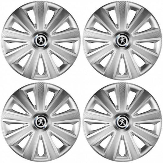 Capace roti pentru Peugeot (logo vechi) 15 Aviator carbon silver