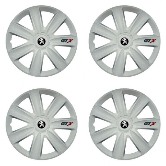 Capace pentru Peugeot (logo vechi) 16 GTX carbon alb