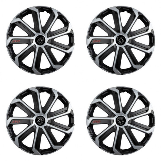 Capace pentru Peugeot (logo nou) 16 Evo black&silver