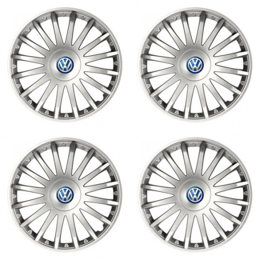 Capace de roată pentru VW (albastru) 15 CRYSTAL argintiu