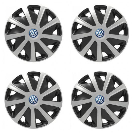 Capace de roată pentru VW (albastru) pentru furgonete 15 Craft argintiu și negru