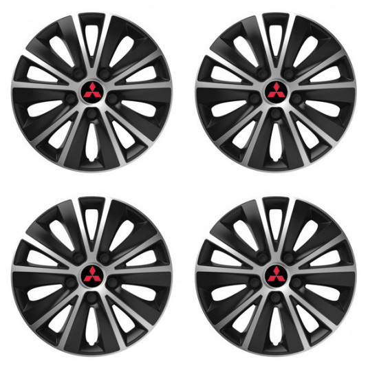 Ornamente capac roți pentru Mitsubishi (roșu) 14 RAPIDE argintiu și negru