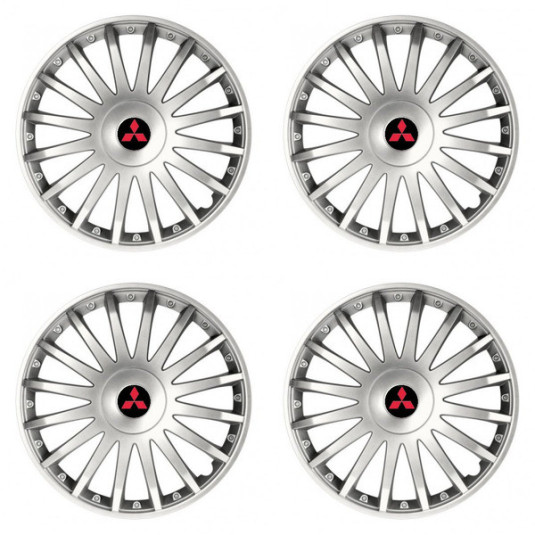 Capace de roți pentru Mitsubishi (roșu) 15 CRYSTAL silver