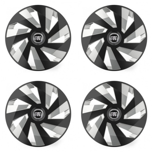 Capace roți pentru Fiat (negru) 14 Vector RC black and silver