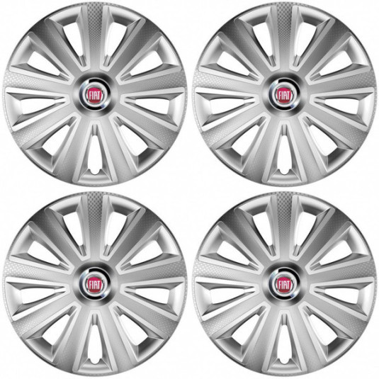 Capace pentru Fiat (roșu) 15 Aviator carbon silver