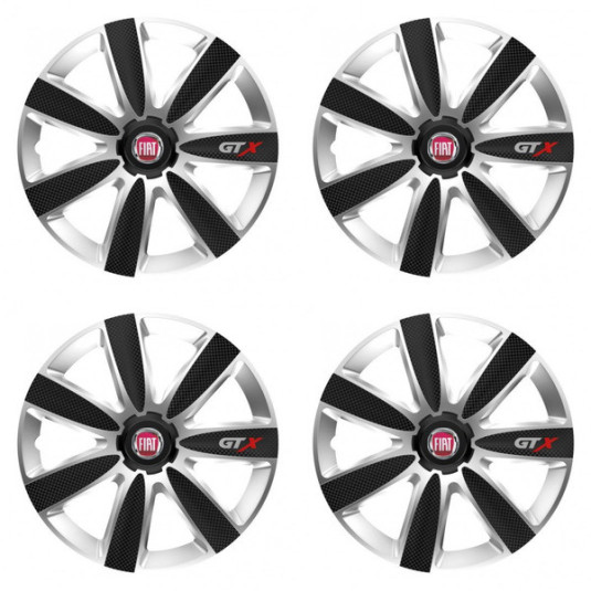 Capace roţi pentru Fiat (roşu) 16 GTX CARBON argintiu/negru