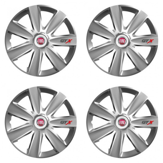 Capacele butucurilor pentru Fiat (rosii) 16 GTX CARBON silver