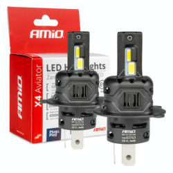 Becuri LED X4-series AVIATOR H4/H19 6500K max 44W AMIO-03763