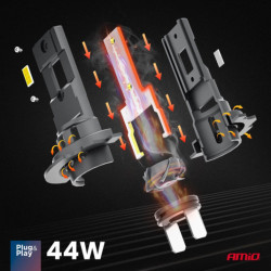 Becuri LED X4-series AVIATOR H7/H18 6500K max 44W AMIO-03764