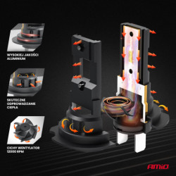 Becuri LED X4-series AVIATOR H7/H18 6500K max 44W AMIO-03764