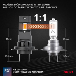 Becuri LED X4-series AVIATOR H7/H18 6500K max 44W AMIO-03764