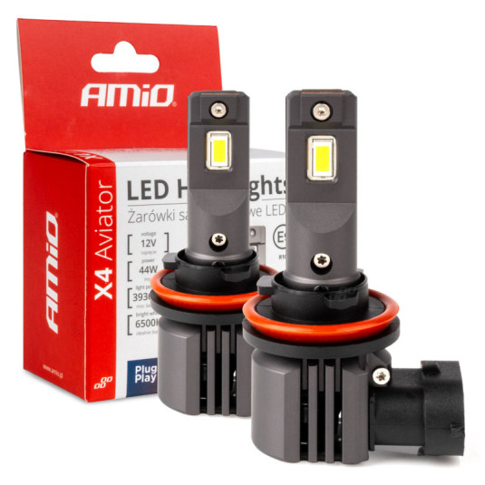 Becuri LED seria X4 AVIATOR H8/H9/H11/H16 6500K max 44W AMIO-03765