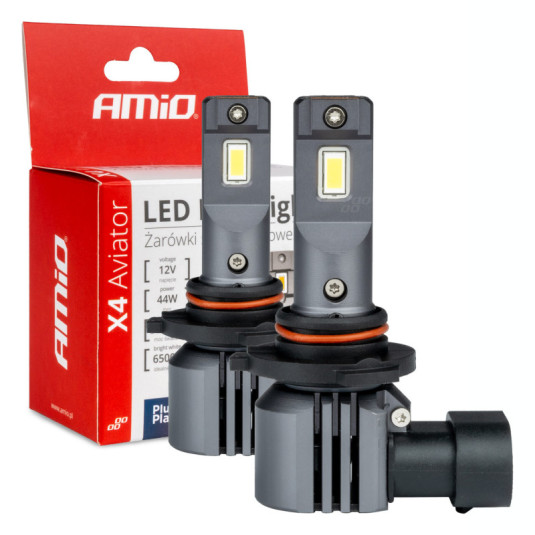 Becuri LED X4-series AVIATOR HB3 9005 HIR1 9011 H10 6500K max 44W AMIO-03766
