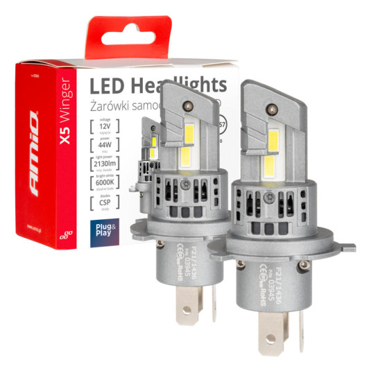 Becuri LED seria X5 WINGER H4 6000K max 44W AMIO-03945