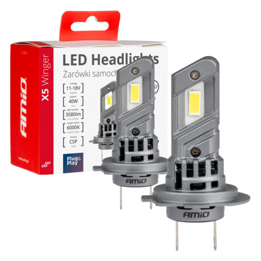 Becuri LED seria X5 WINGER H7 H18 6000K max 40W AMIO-03946