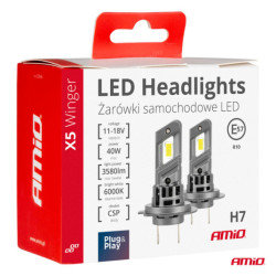 Becuri LED seria X5 WINGER H7 H18 6000K max 40W AMIO-03946