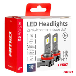 Becuri LED seria X5 WINGER H8 H9 H11 6000K max 50W AMIO-03947