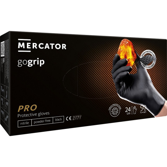 Mănuși nitril GoGrip negre mărimea M, 50 buc