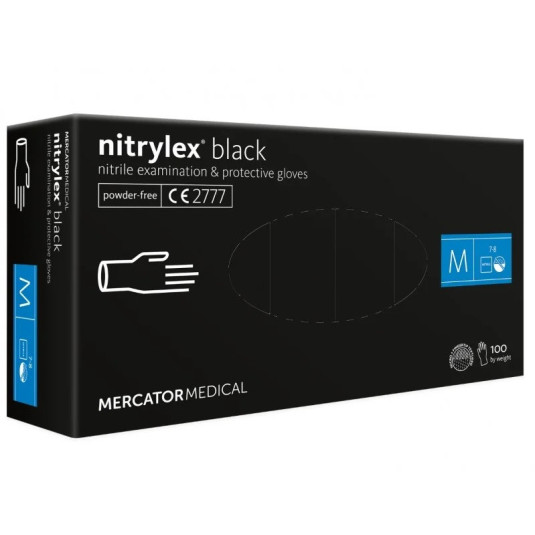 Mănuși nitril Nitrylex Basic mărime M, 100 buc negru