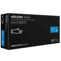 Mănuși nitril Nitrylex Basic mărime M, 100 buc negru
