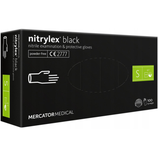 Mănuși din nitril Nitrylex Basic mărimea S, 100 buc negru