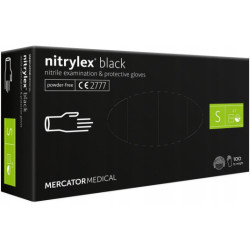Mănuși din nitril Nitrylex Basic mărimea S, 100 buc negru