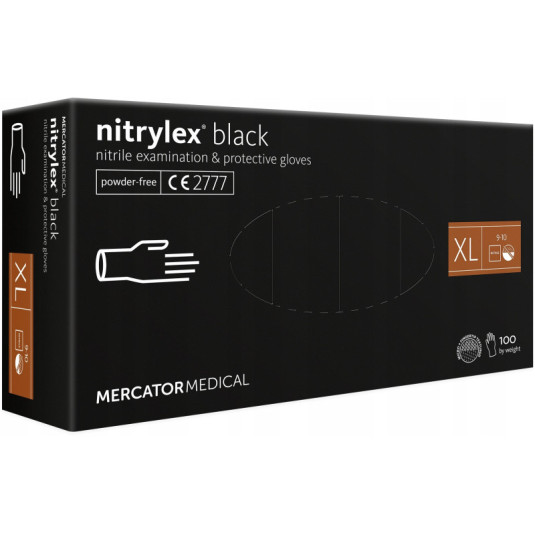 Mănuși din nitril Nitrylex Basic mărimea XL, 100 buc negru