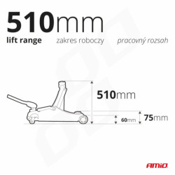 Cric hidraulic cu profil redus 3T CE 75/510mm AMiO-04215