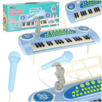Claviatură pentru copii pian interactiv orgă 37 de taste suport microfon albastru