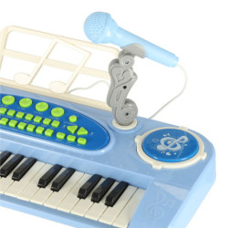 Claviatură pentru copii pian interactiv orgă 37 de taste suport microfon albastru