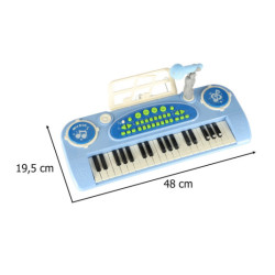 Claviatură pentru copii pian interactiv orgă 37 de taste suport microfon albastru