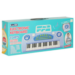 Claviatură pentru copii pian interactiv orgă 37 de taste suport microfon albastru