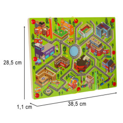 Joc magnetic din lemn de tablă cu labirint pentru călătorii oraș mare 2 jucători