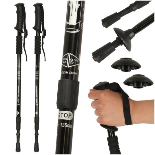 Bețe pentru Nordic walking pliabile 2 bucăți negre