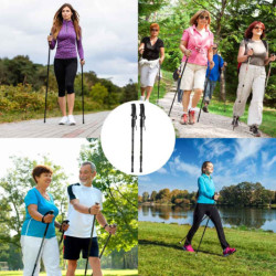 Bețe pentru Nordic walking pliabile 2 bucăți negre