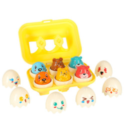 Puzzle educativ cu forme de ouă Montessori animale 6 buc.