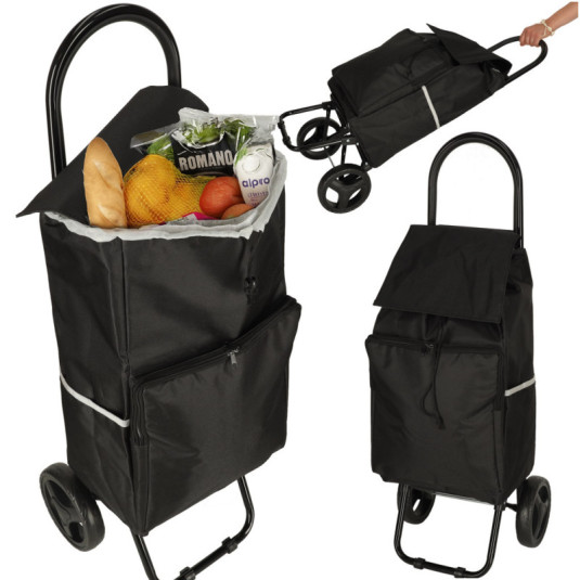 Geantă de cumpărături pe roți cu cadru 95 cm negru