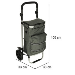 Cărucior cumpărături cu roţi şi cadru 100 cm gri
