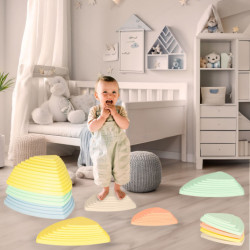 Cale senzoriala pietre râu pentru antrenamentul echilibrului joc podea lavă 11 elemente culori pastel