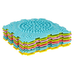Saltea senzorială Montessori pentru masajul tălpilor 8 bucăți în culori pastel