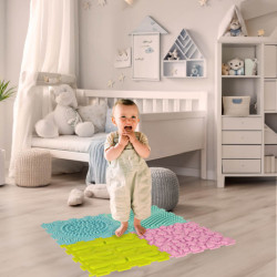 Saltea senzorială Montessori pentru masajul tălpilor 8 bucăți în culori pastel